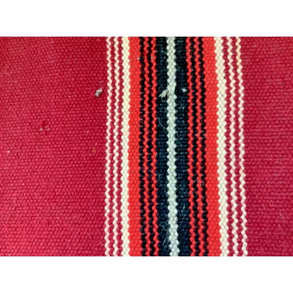 Hand Woven Southwest Wool Table Runner Wall Art Rug Red Geometric 13
